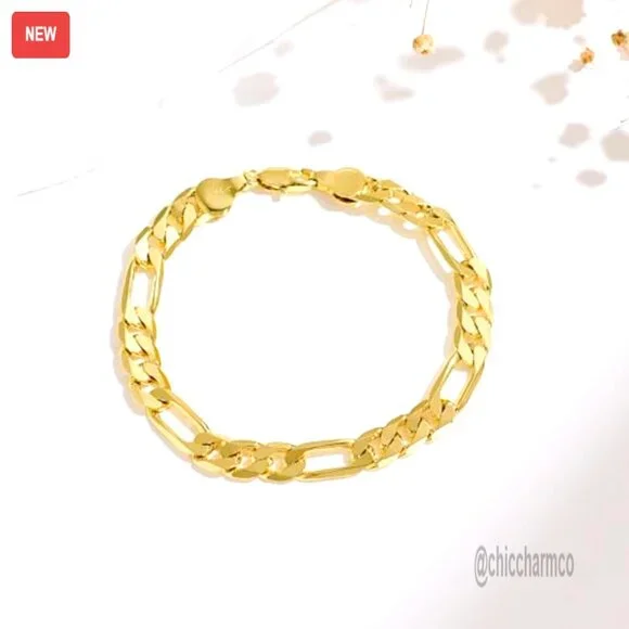14K Gold Figaro Bracelet 7mm Unisex 7-8.5 Inch Hypoallergenic Chain